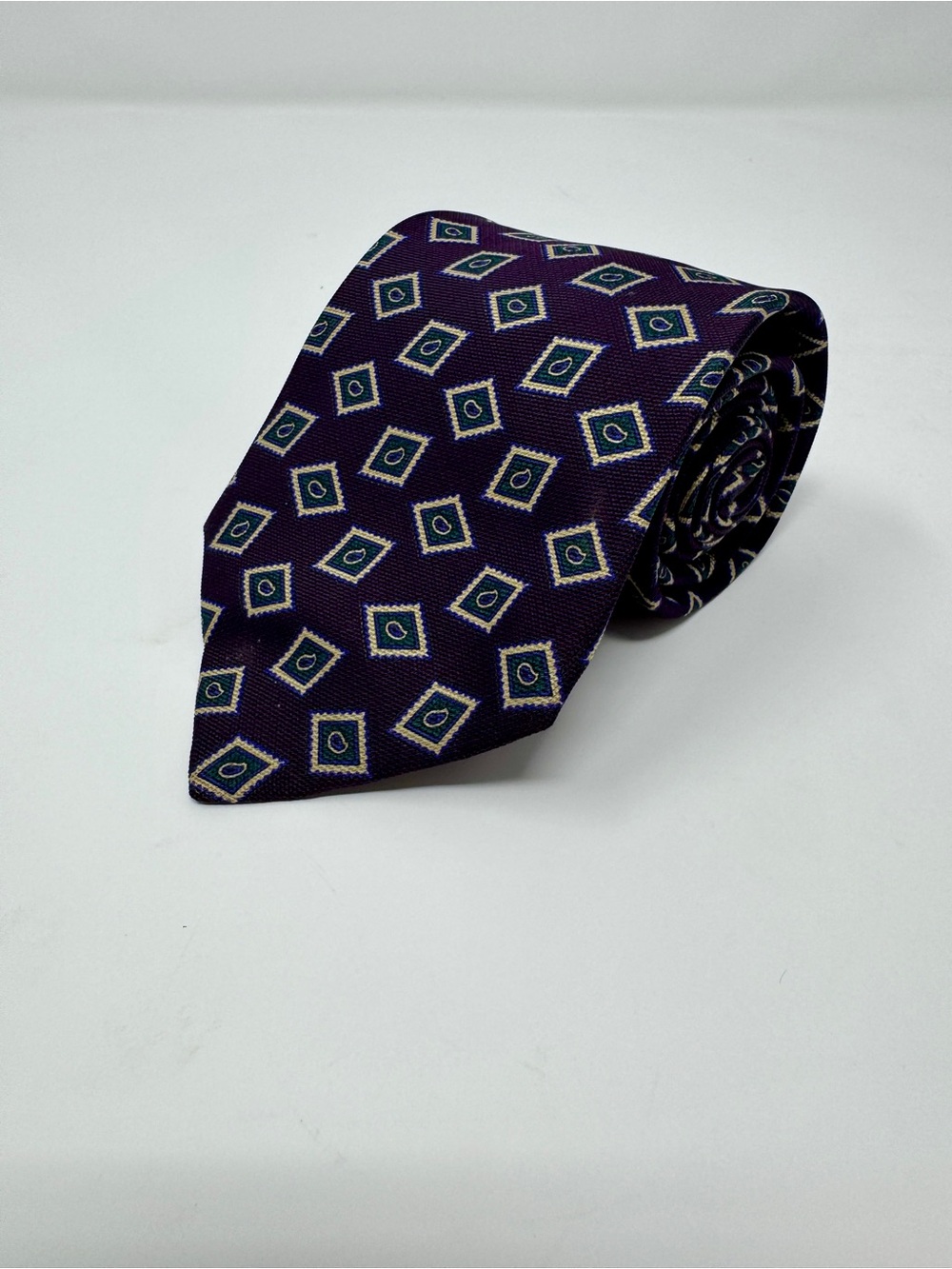 Robert Talbott Best of Class Vintage Tie Purple Green 61” Long